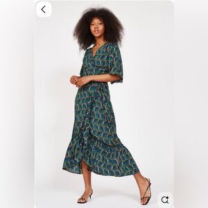 Silk & Salt Journey Maxi Wrap Dress in African Peacock